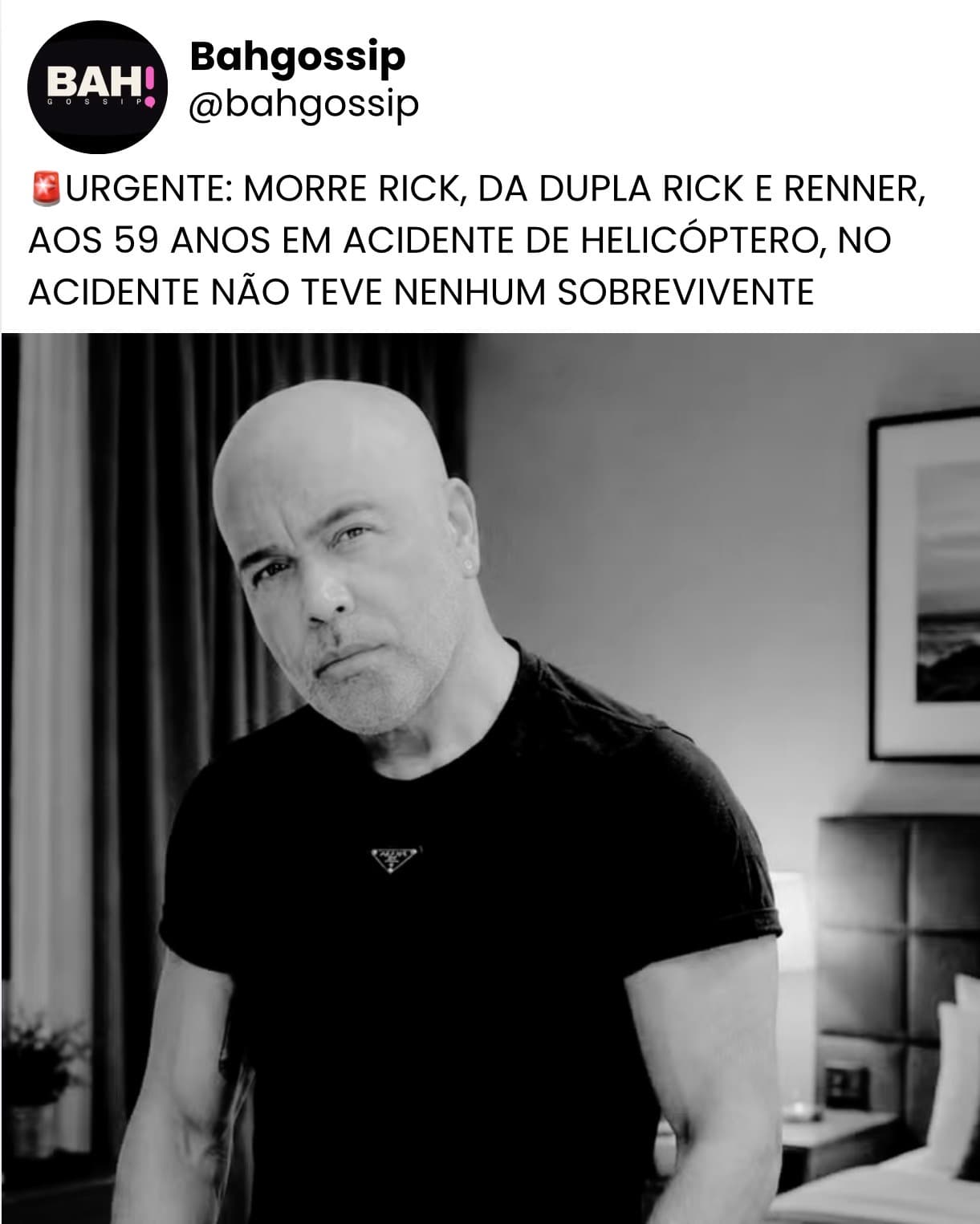 MORRE RICK, DA DUPLA COM RENNER, AOS 59 ANOS EM ACIDENTE DE HELICÓPTERO