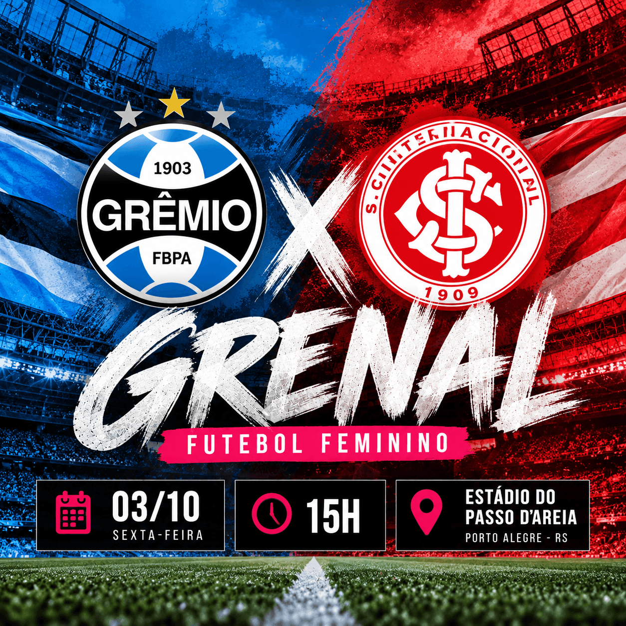 GRE-NAL FEMININO MOVIMENTA O PASSO D’AREIA NESTE SÁBADO COM ENTRADA GRATUITA